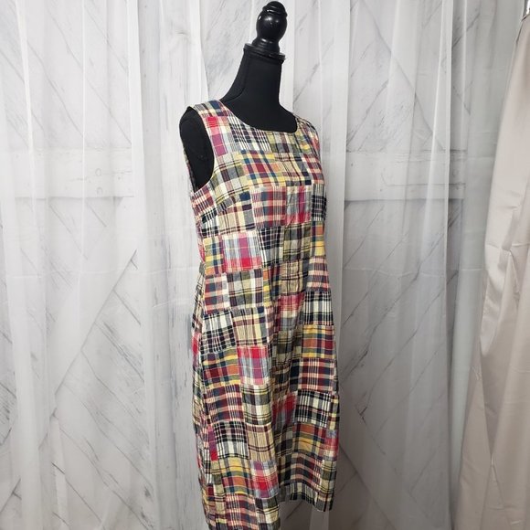 Northystyle Madras Patchwork Plaid Knee Length Sleeveless Dress Size 10 - Picture 3 of 12